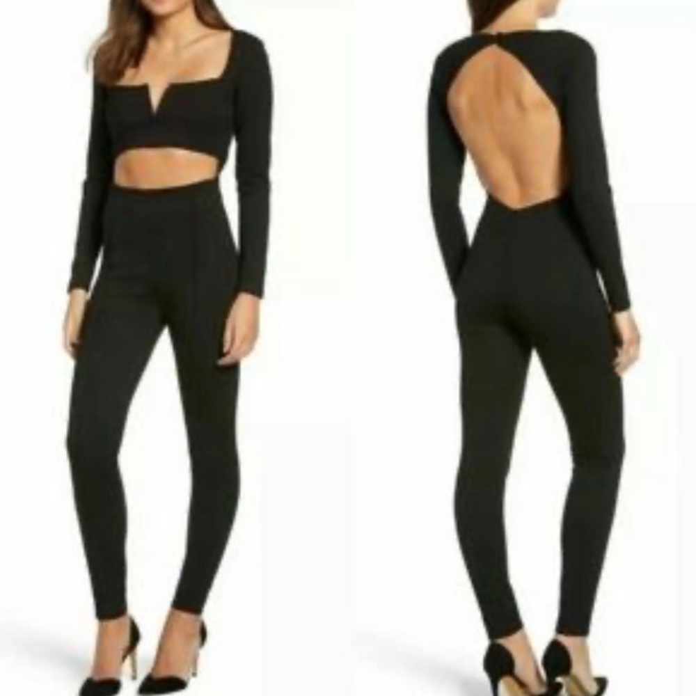 Tiger Mist Cutout Backless Long Sleeved Pantsuit
